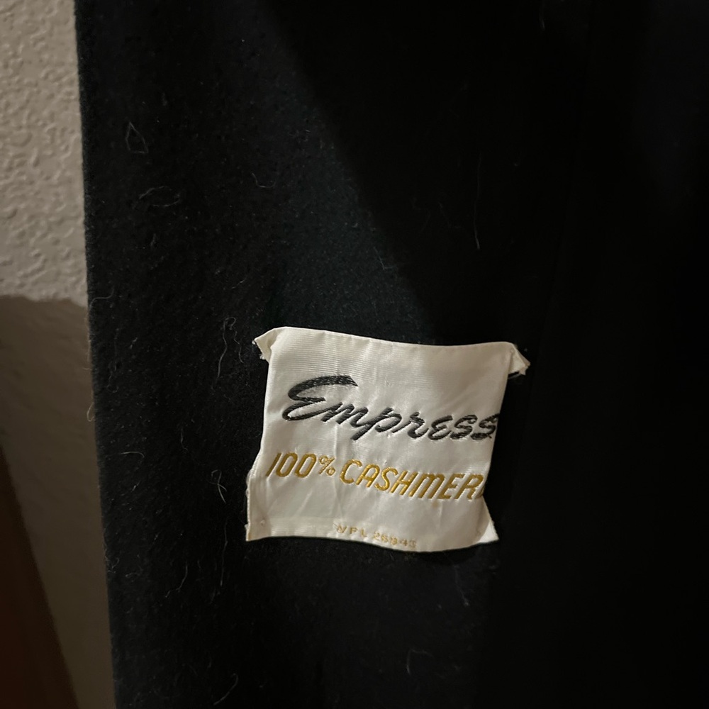 Empress Cashmere Black Coat with Brown Fur Trim and Satin lining - Picture 6 of 11